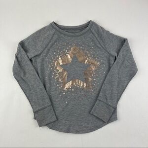 Osh Kosh B'Gosh Tshirt Girls 10/12 Gray Gold Star Long Sleeve Round Neck